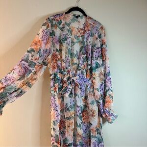 Express Multicolor Floral Sheer Kimono